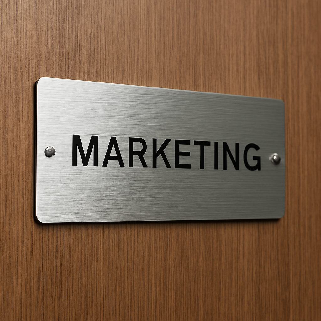 Inspiracja AI - Tabliczka z napisem markieting z firmy w Grajewie