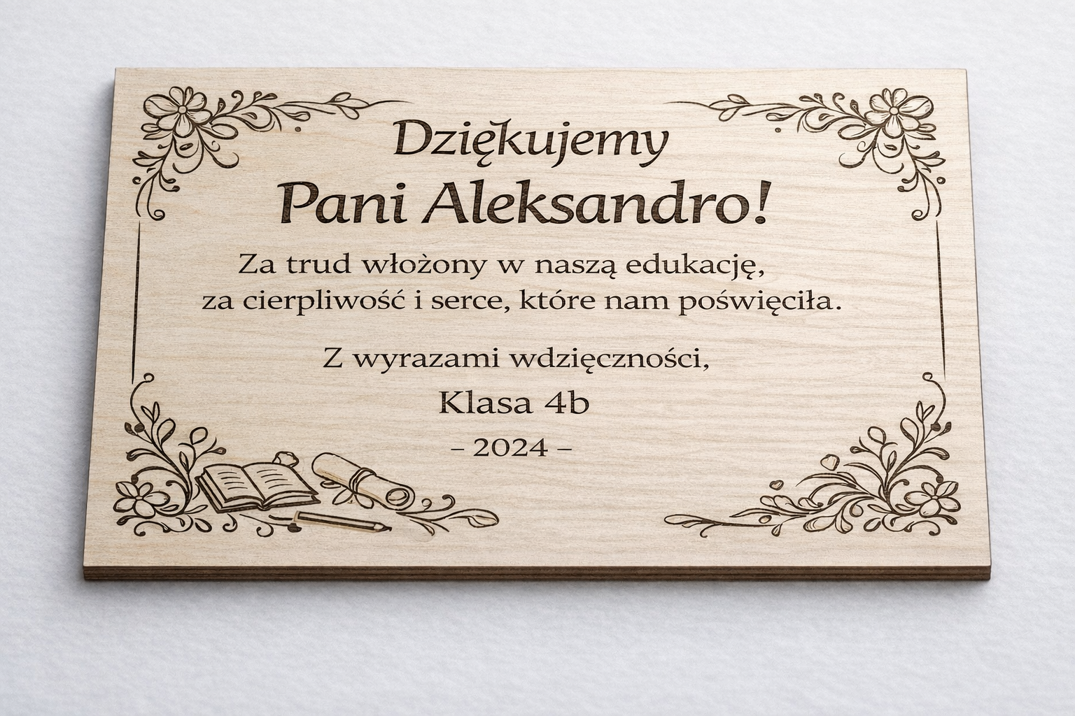 Inspiracja AI - Podziękowania od klasy 4b w szkole z Augustowa