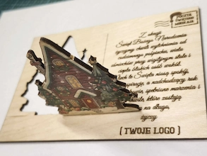 Personalizowana pocztówka bożonarodzeniowa z grawerem i miejscem na logo