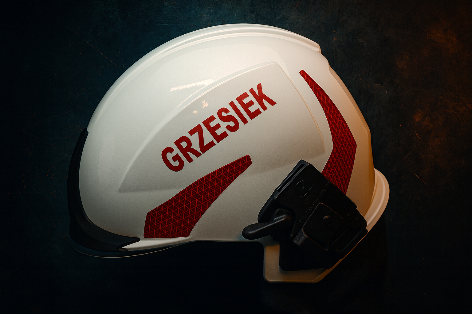 Kask strażacki z personalizowanym nadrukiem imienia