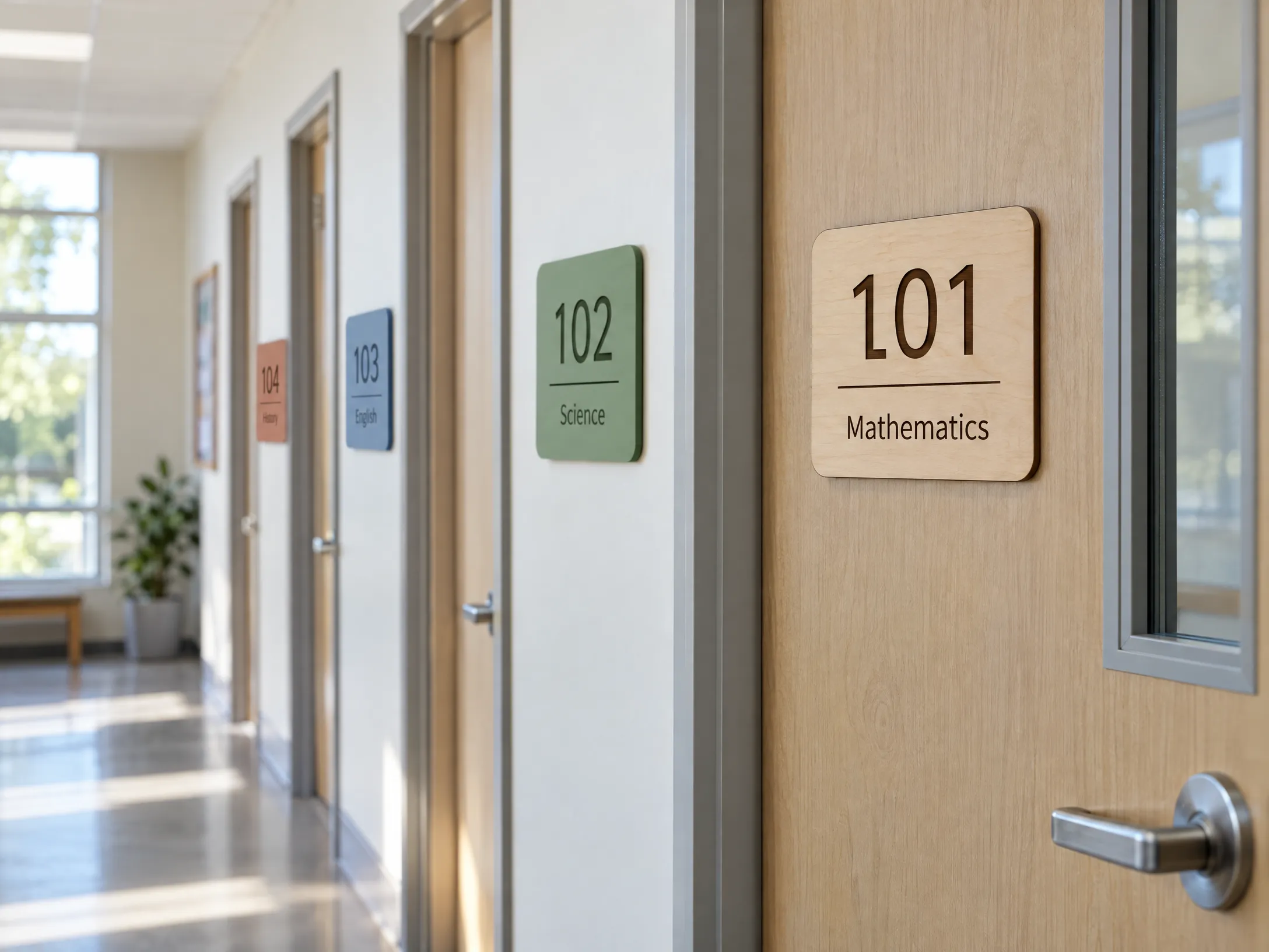 Realizacja: Numery i tabliczki sal lekcyjnych
