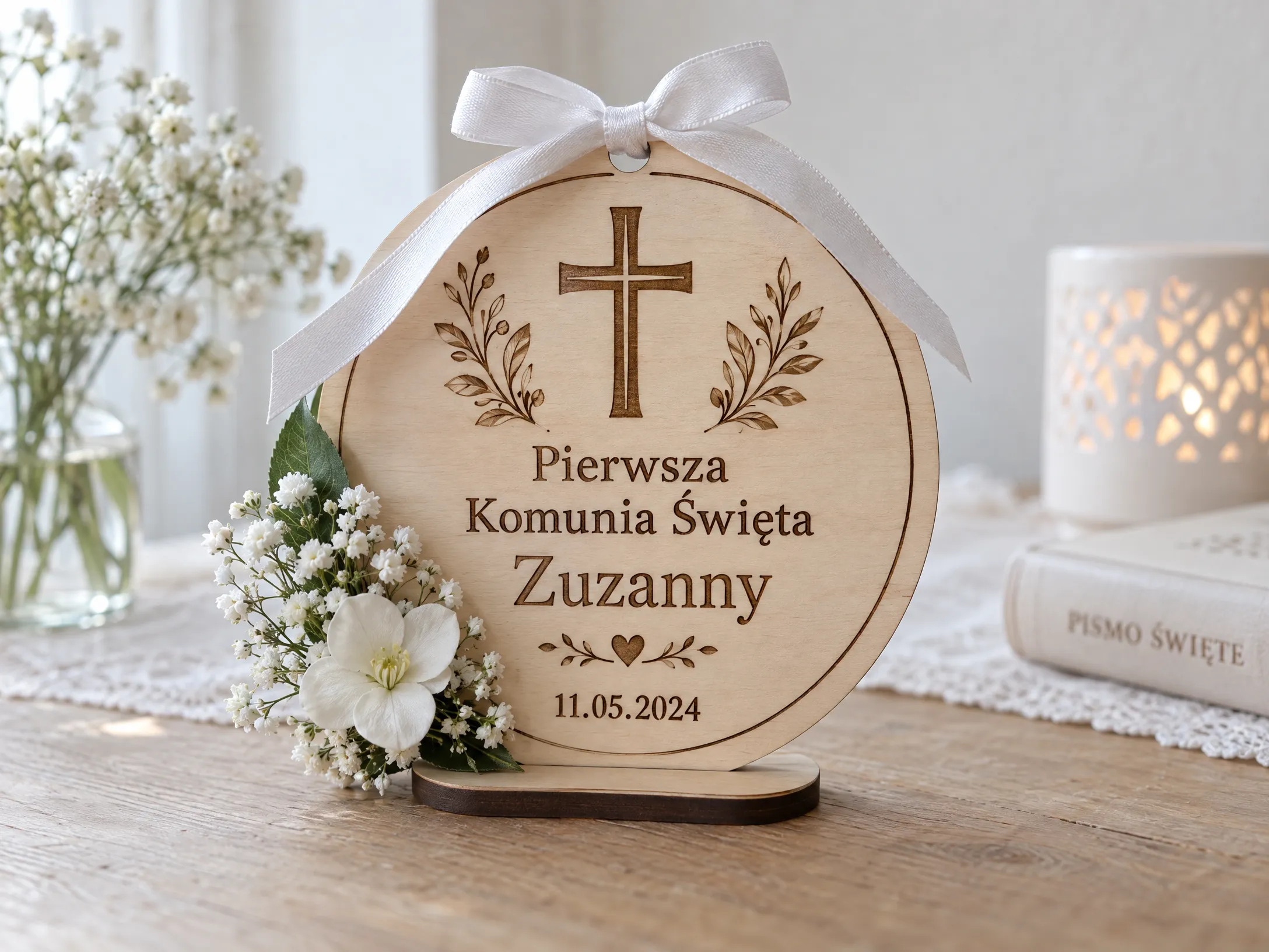Realizacja: Pamiątki na chrzest, komunię i roczek