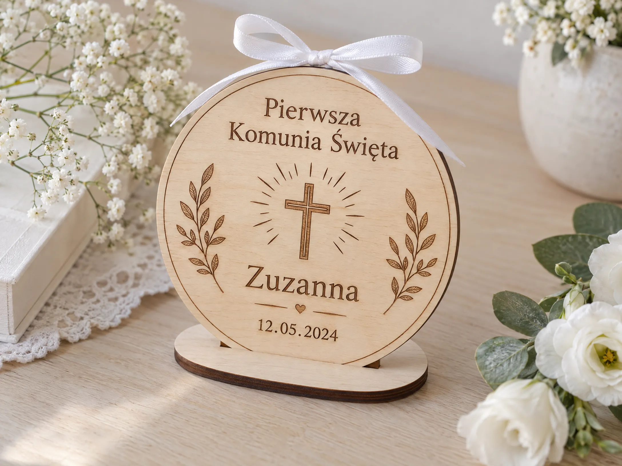 Realizacja: Pamiątki na chrzest, komunię i roczek