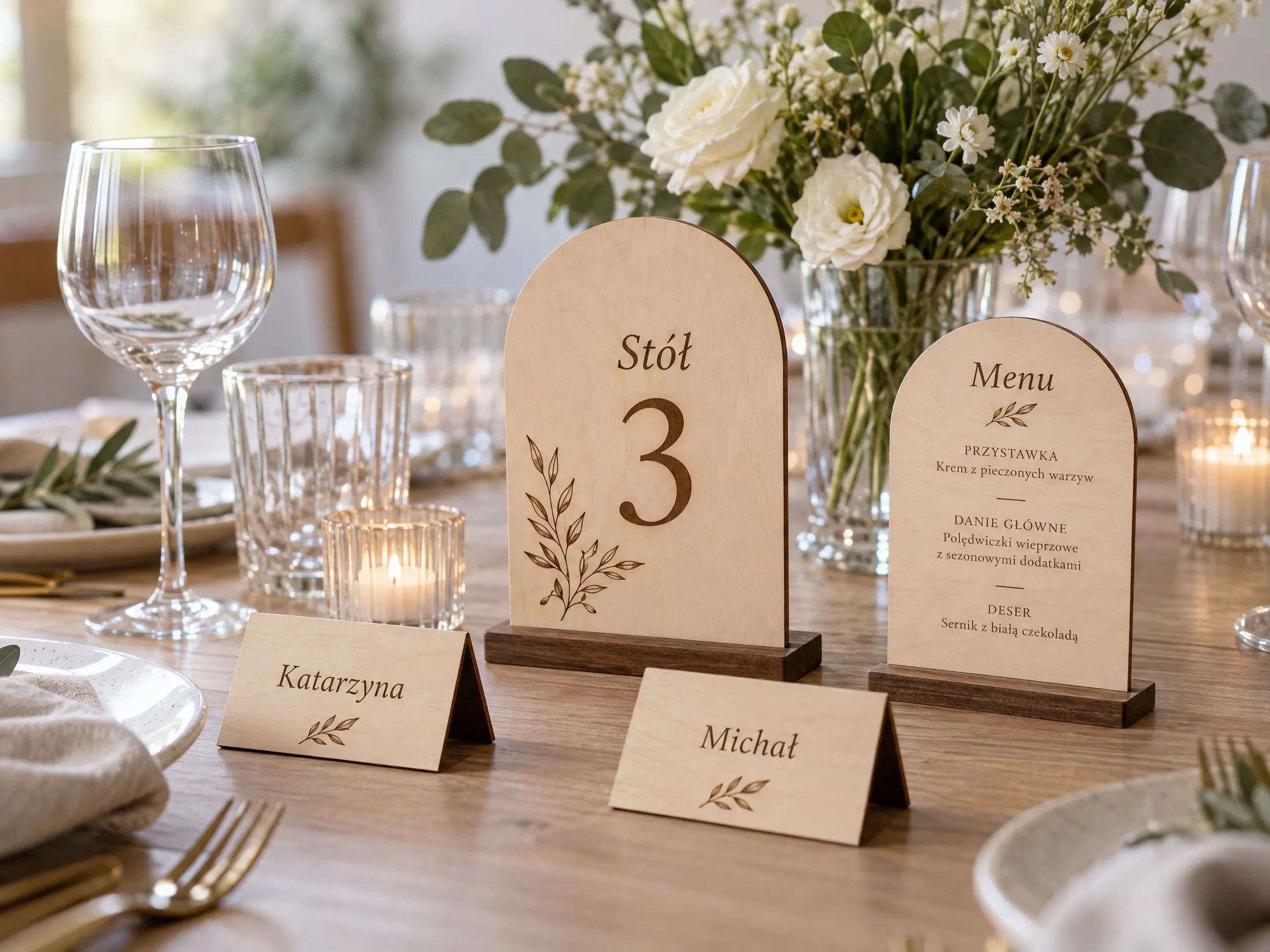 Realizacja: Winietki, numery stołów i menu