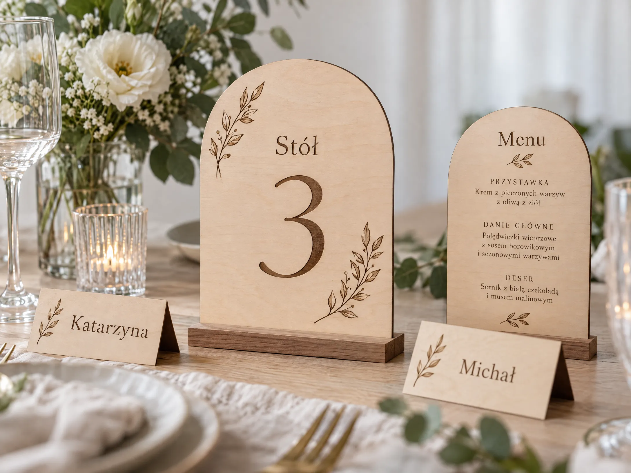 Realizacja: Winietki, numery stołów i menu