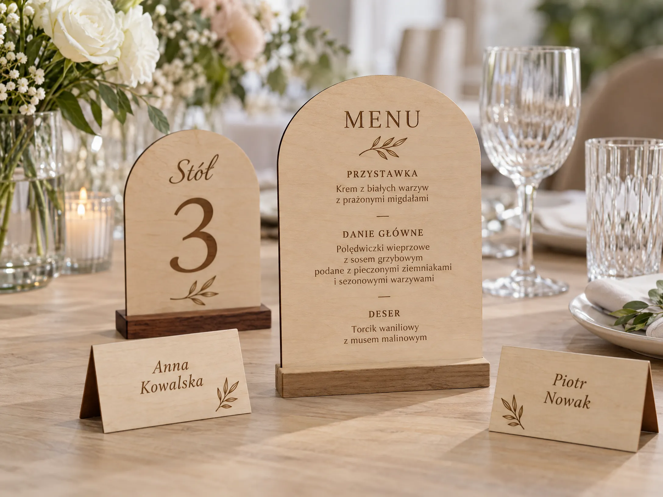 Realizacja: Winietki, numery stołów i menu