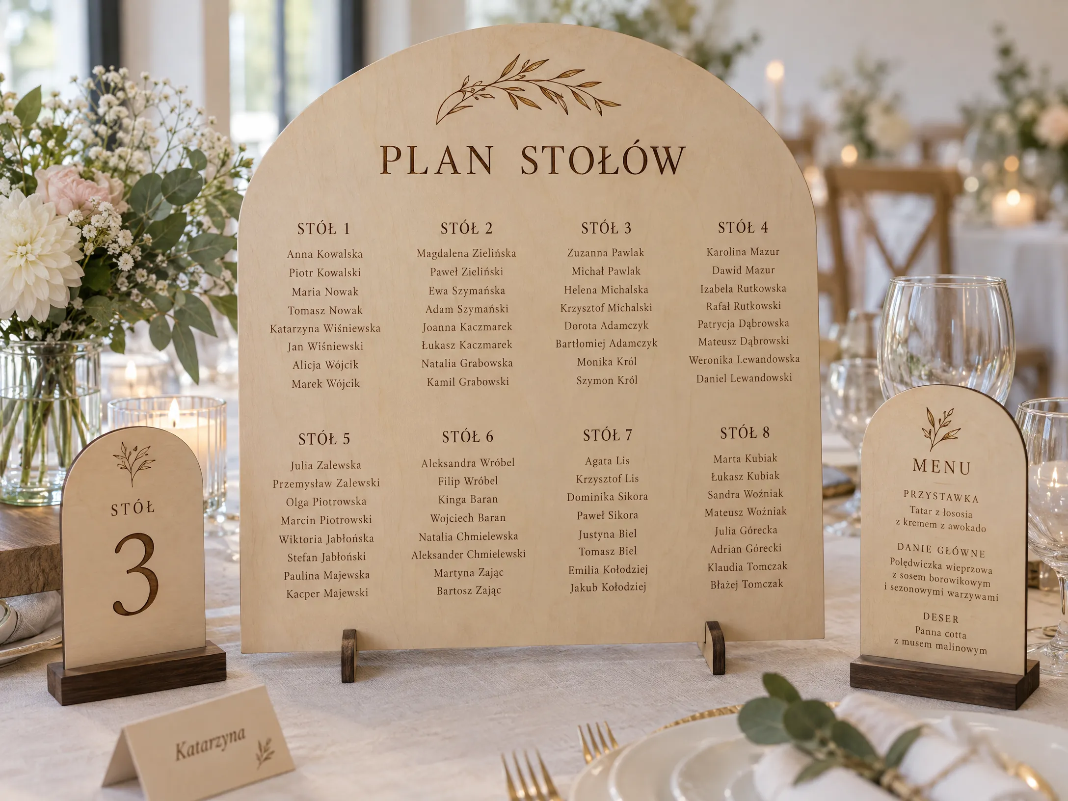 Realizacja: Winietki, numery stołów i menu